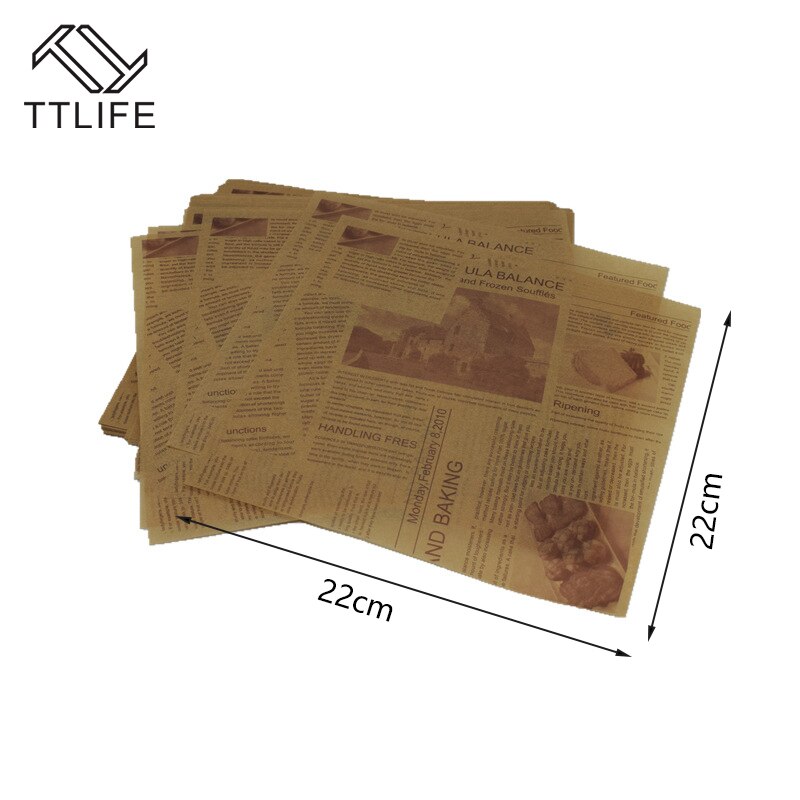 200pcs Literary Newspaper Baking Oilproof Paper Tea Restaurant Bread Fries Deep Fried Oil Pad Paper Baking Special Pastry Paper