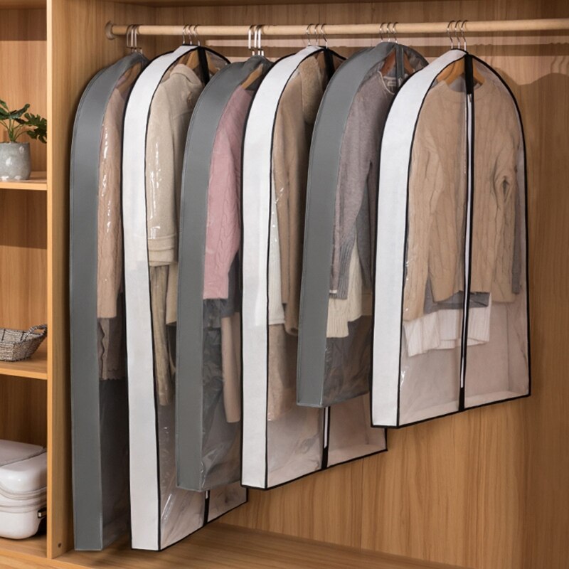 Hanging Garment Bag with Zipper Clothes Dress Suit Coat Clear Dust Cover Protection Storage Pouch Case Home Closet Organizer
