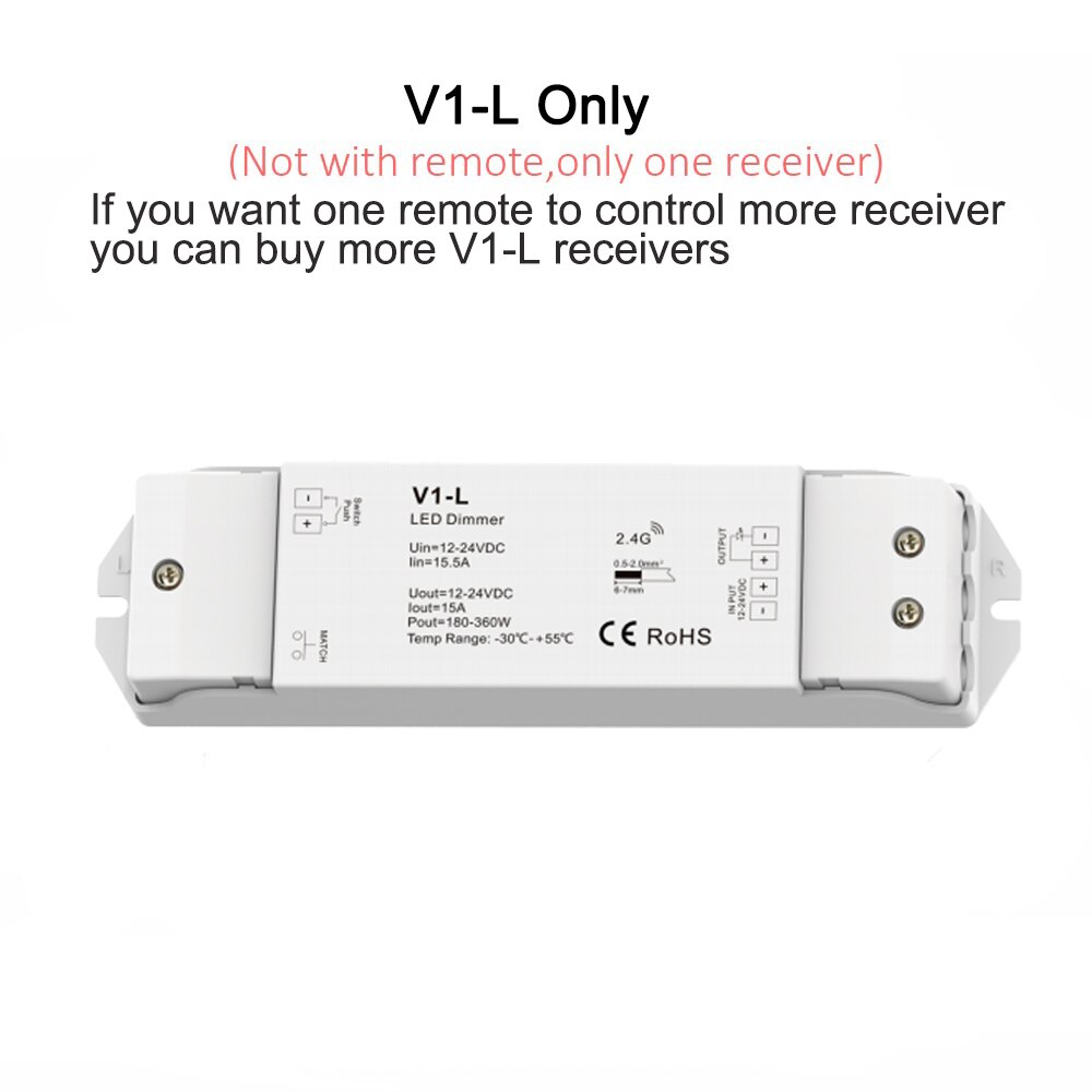12V Led Dimmer Wifi Pwm Rf 2.4G Wireless Touch Remote Dc 24V 12V Smart Wifi dimmer Controller Voor Enkele Kleur Led Strip: V1-L Dimmer Only