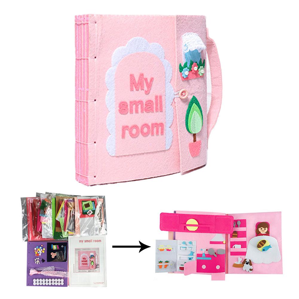 DIY Baby Toys Cloth Book Infant Baby Felt Quiet Cloth Books Early Learning Educational Felt Material Development: Pink