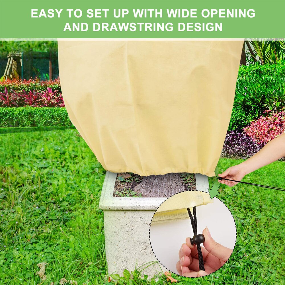 Drawstring Plant Covers Shrubs Trees Jacket Plant Cover Frost Protection Bags Warm Cover Tree Shrub Plant Protecting Bag