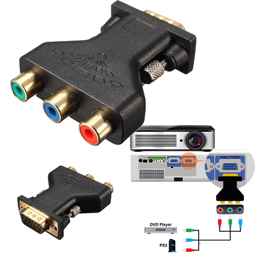 Vga Naar Rca Connector Converter Male Vga Naar 3 Rca Rgb Video Vrouw Tot Hd 15-Pin Vga Stijl component Video Jack Adapter Plug
