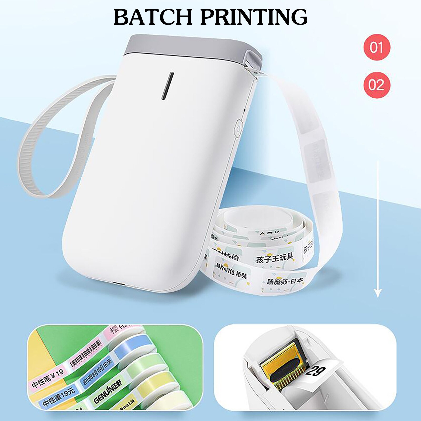 Wireless label printer Portable Pocket Label Printer Bluetooth Thermal Label Printer Fast Printing Home Use Office Auto Peeling