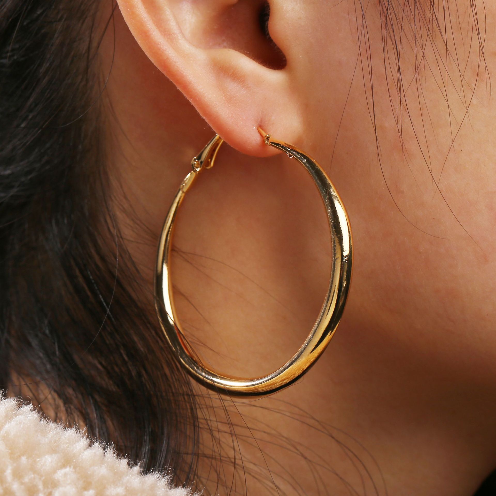 BLIJERY Punk Solid Metal Big Hoop Earrings for Women Statement Jewelry Smooth Circle Earrings Femme Boucles d'oreilles