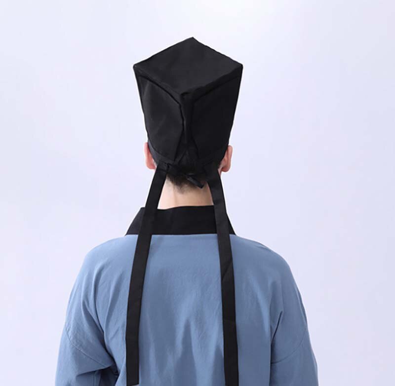 Men Hanfu Hat Chinese traditional Ancient scholar Black Hat Headdress Vintage Fittings Confucian Towel Cosplay Hat For Men Black
