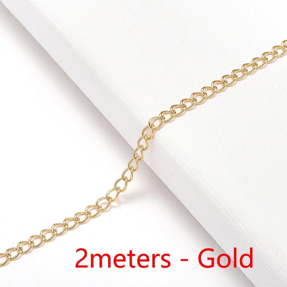 10 mètres Chaînes Collier en acier inoxydable 3x4mm Bijoux bricolage pour Collier Bracelet Making broche anklet Extension chaîne gros: 2meters Gold / 3x4mm