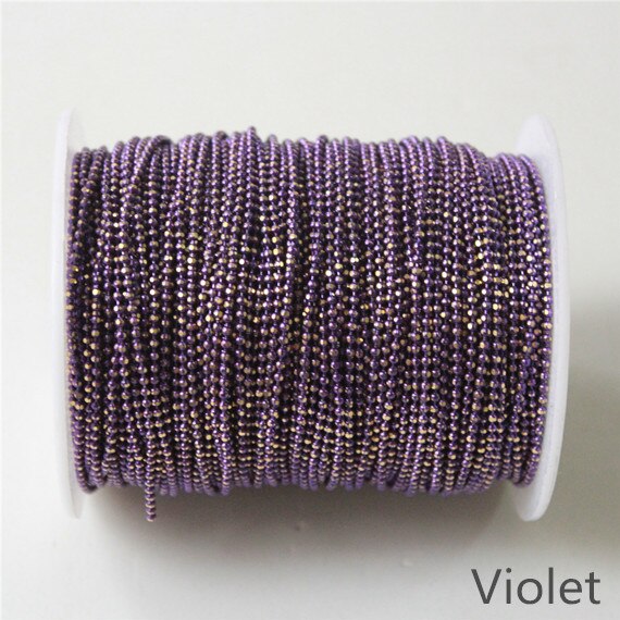 5 metri Palla Shimmer Catena In Ottone, 21 Colori, 1.5mm Del Braccialetto Della Collana Della Catena Della Sfera, della Catena della nappa, Anti-Tarnihs, di Alta Qualità: violet (Y63)