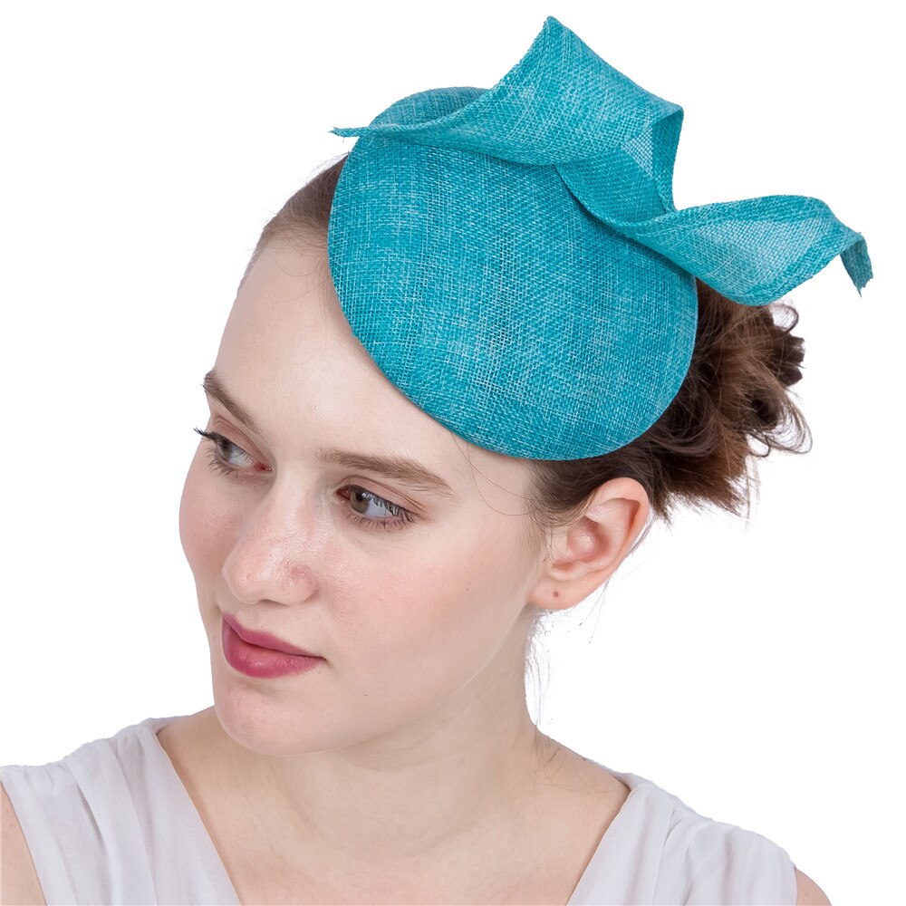 Imitatie Sinamay Bruid Bruiloft Hoed Tovenaar Hoops Decor Hoofddeksel Vrouwen Elegante Getrouwd Hoedenzaak Cap Haar Pin Accessoires