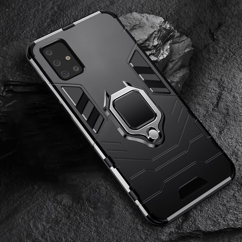 Armor Case for Samsung A51 A71 Case Magnetic Car Phone Holder Cover TPU+PC Bumper Case for Samsung Galaxy A51 A 51 A71 A 71 Case: for Samsung A71 / Black