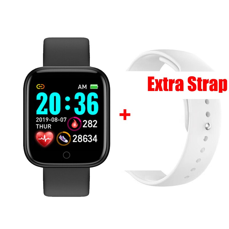 Smart Uhr Männer Herz Rate Fitness Tracker Sport Blutdruck Monitor Smart Uhr D20 Frauen Smartwatch für Android IOS: black add white