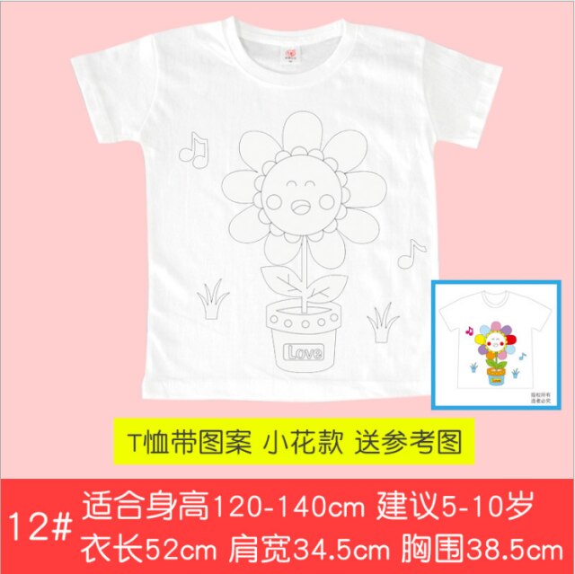 Camiseta de manga corta de algodón blanco para niños, pintura de grafiti, tie-dye, pintada a mano, guardería: flower