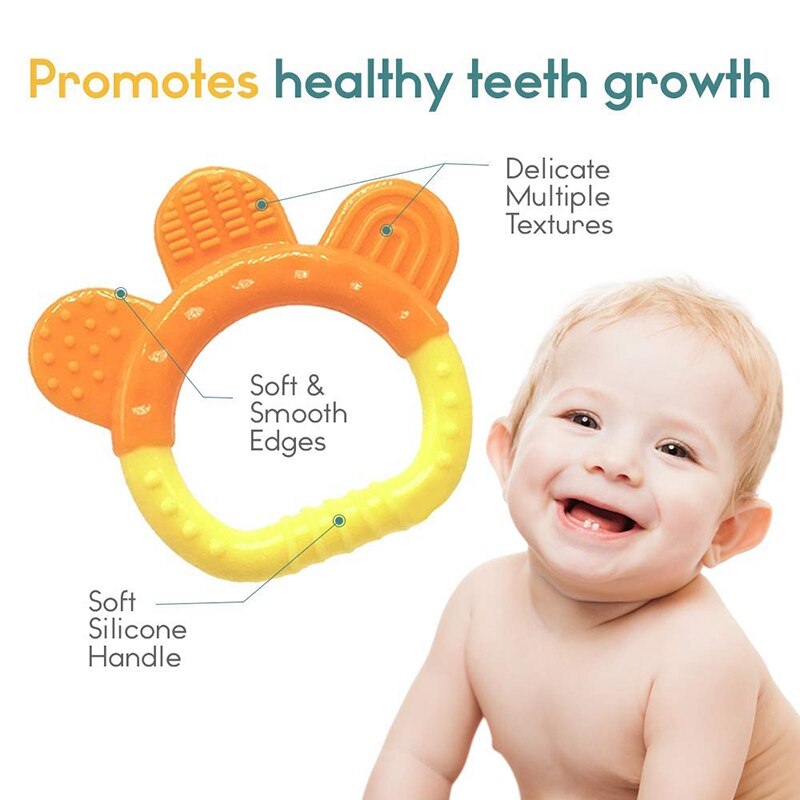 Siliconen baby-bijtspeeltjes 5- pack - bpa-natuurlijk, biologisch, vriezerbestendig bijtspeeltje voor baby's van 3 to tot 12 maanden oud