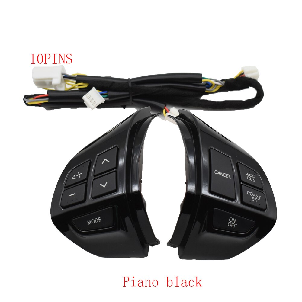 Auto part steering wheel control buttons with wire for MITSUBISHI LANCER OUTLANDER ASX 2007: Pianoblack-10Pin