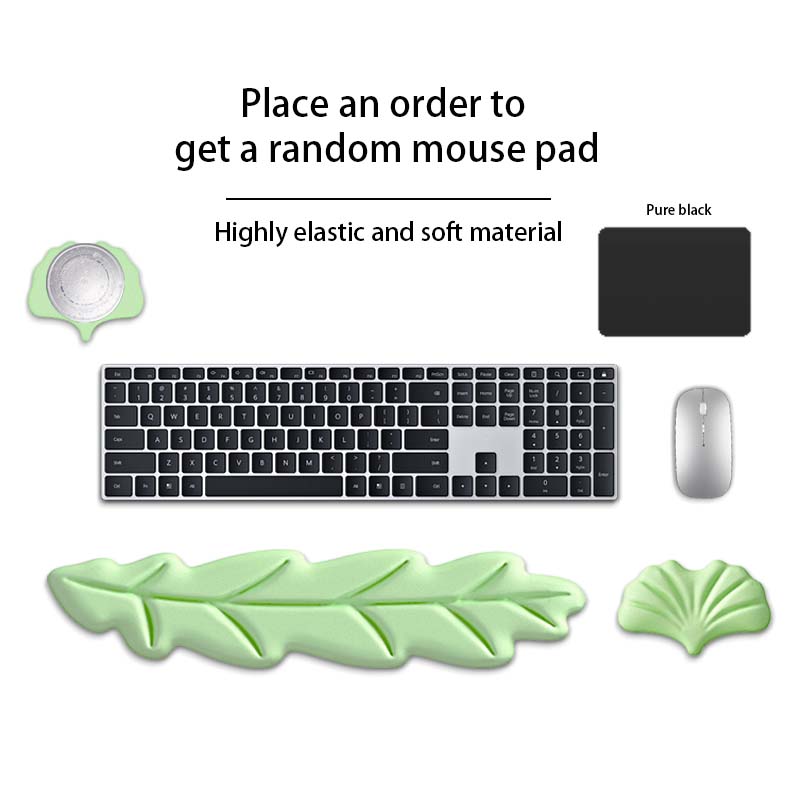 3pcs Keyboard Wrist Rest Pad Set, Ergonomic Leaf Shape Mouse Pad With Non-Slip PU Base, Pain Relief Memory Foam Mouse Wrist Rest: Default Title