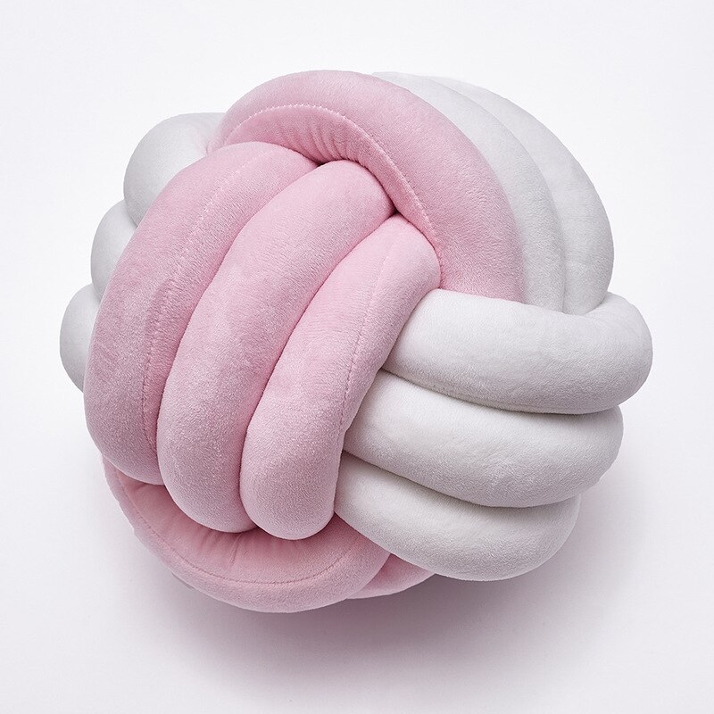 Kristall Samt Verknotet Durch Hand Kissen Werfen Kissen Hause Bettwäsche Runde Super Weiche Kreativität Sofa Kissen Verknotet Ball Kissen: Rosa Weiß