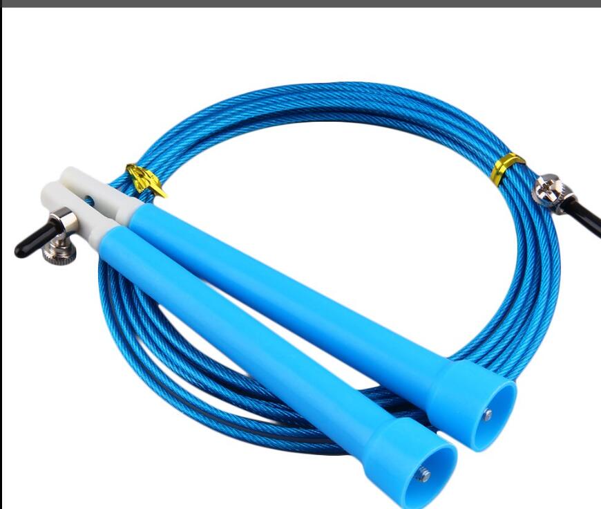 Sprong Springtouwen Kabel Staal Verstelbare Snelle Speed Abs Handvat Springtouwen Crossfit Training Boksen Sport Oefeningen: Blauw