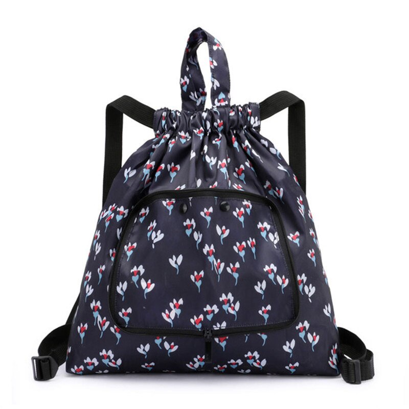 Grote Capaciteit Opvouwbare Koord Rugzak Schouder Wandelen Rugzak Opslag Drawsting Zak Bloem Zakken Vrouwelijke: K