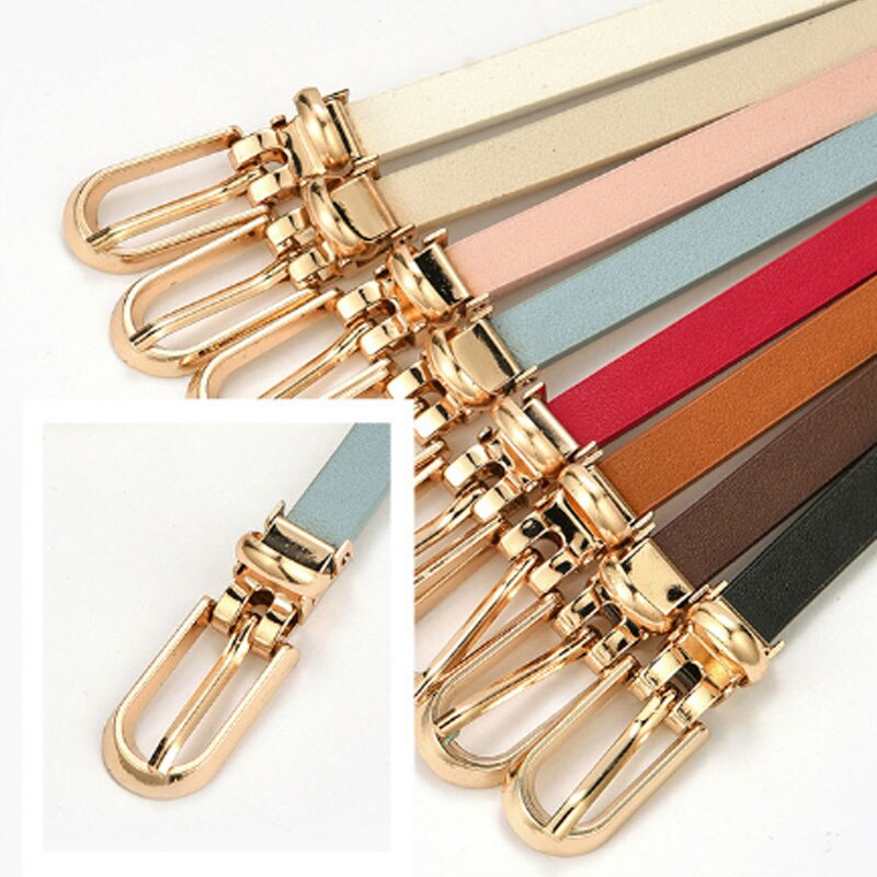 Women Thin Belt Pants Jean Waist Belt Candy Color Waist Strap Alloy Pin Buckle Waistbands Pu Leather Adjustable Belts For Dress