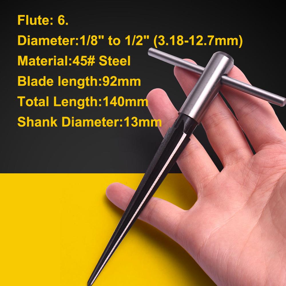 1Pcs 13/16mm Shank Tapered Straight Flute Tapered Reamer Tool 1/8" to 1/2" Taper Included Angle