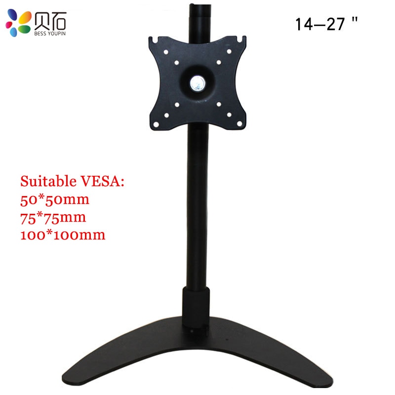Single LCD Monitor Table Stand Floor Desk Monitor Mount Stand with Adjustable Tilt Swivel Rotation hold Screen 14&quot; to 27&quot;