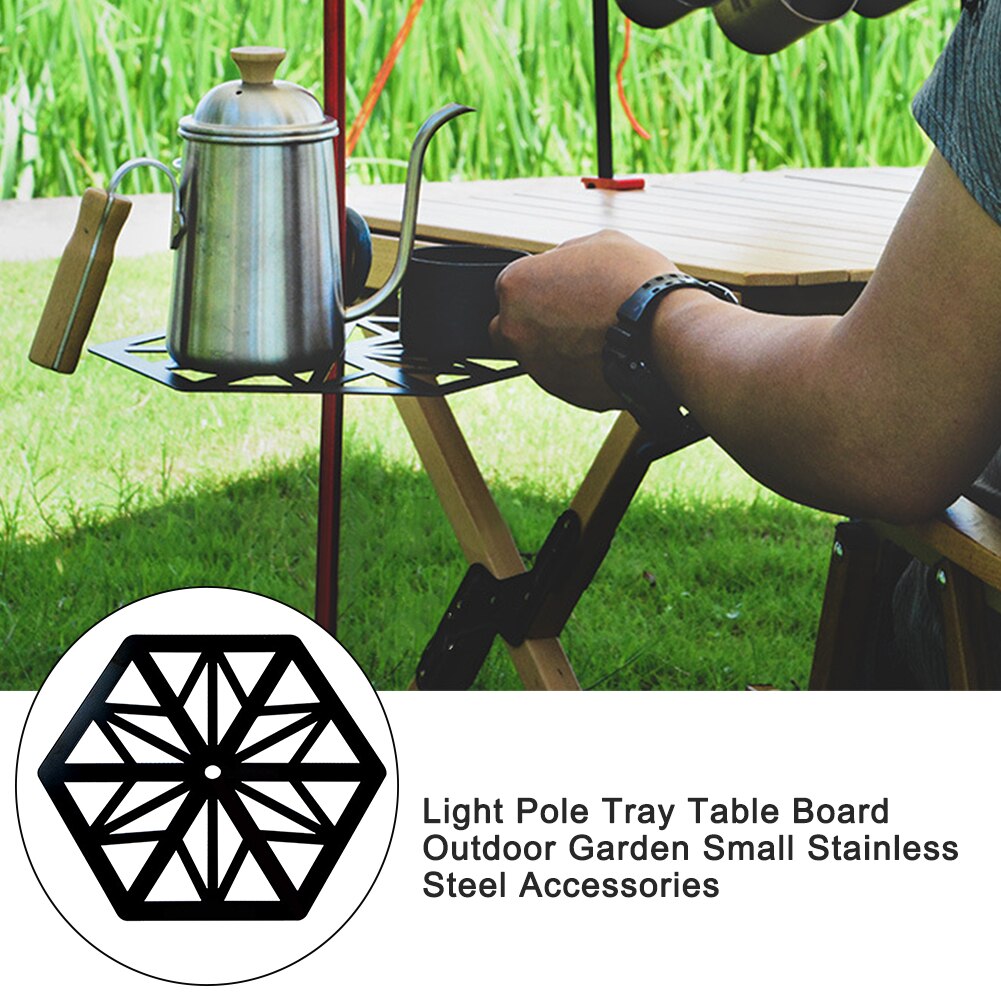 Small Durable Hanging Stainless Steel Home Outdoor Garden Picnic Light Pole Tray Table Board With Storage Bag Accessories