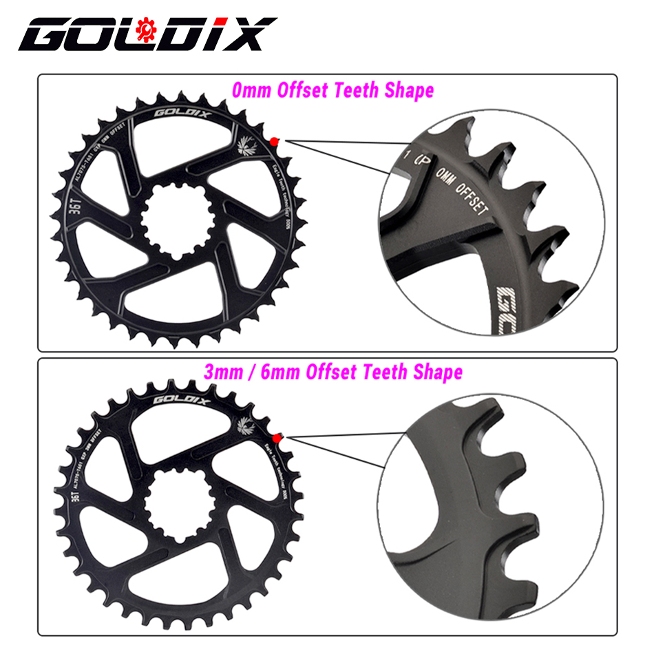 Mtb Fiets Kettingwiel Ultralicht Kettingwiel 0Mm 3Mm 6Mm Offset 30T 32T 34T 36T 38T Voor Sram 3 Bout Direct Mount