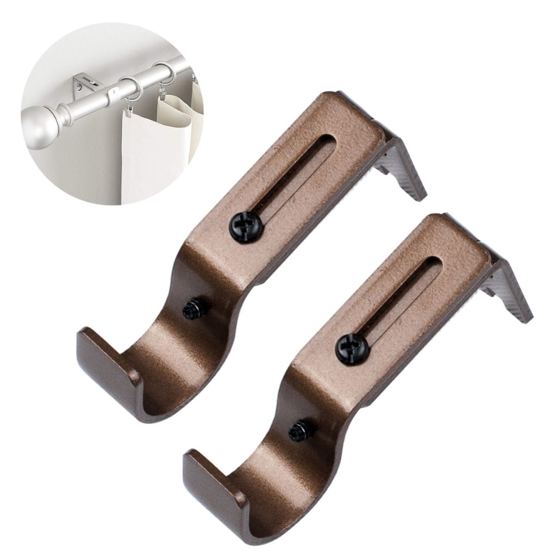 3 Pcs/Set Curtain Rod Brackets Adjustable Curtain Brackets Valance Support Holders Curtain Rod Holder Wall Bracket Hooks w/ 28GF