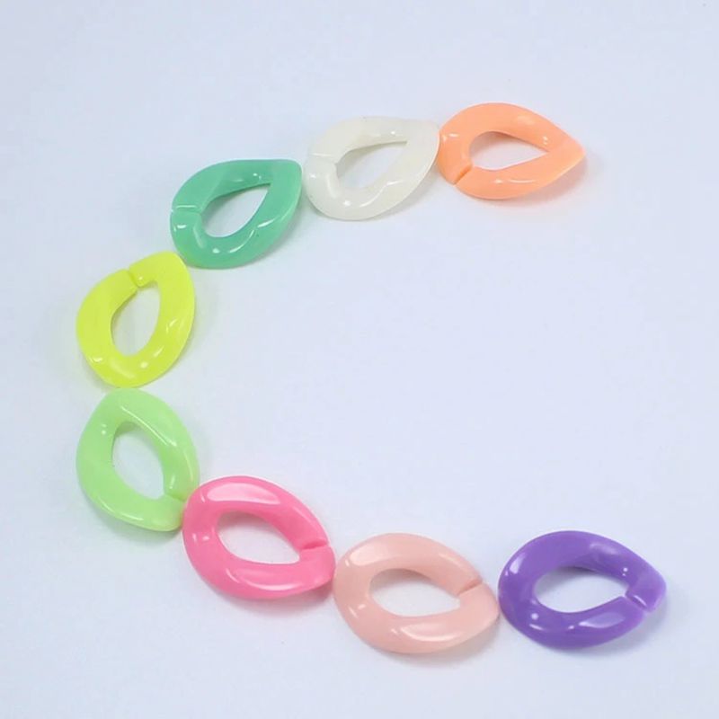 100pcs/lot Detachable Plastic colored buckle beads DIY Handbag Key Strap Necklace Accessories Acrylic Chain 17*23cm N204