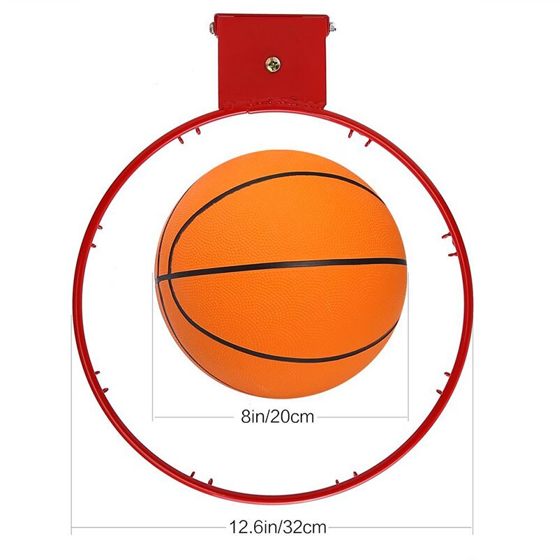 Children Kids 32cm/12.6" Stainless Steel Basketball Ring Hoop Net Backboard with 20cm/8" Rubber Ball and Wall Bracket