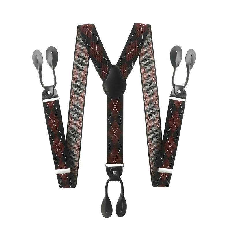 Bretelle Vintage ▾ da uomo di larghezza 3,5 cm con estremità a bottone in pelle PU nera rifinita con retrò a Y, bretelle elastiche regolabili per pantaloni, cintura: Viola