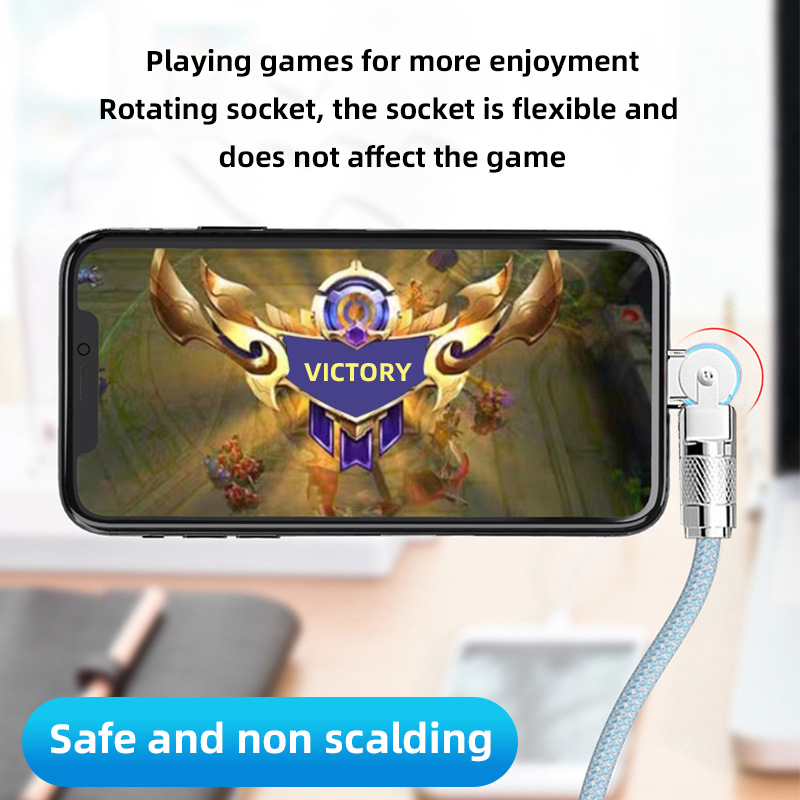 100W 6a Snel Opladen Usb Type C Kabel 180 Graden Rotatie Elleboog Kabel Gaming Voor Xiaomi Redmi Honor Telefoon Oplader Usb C Kabel