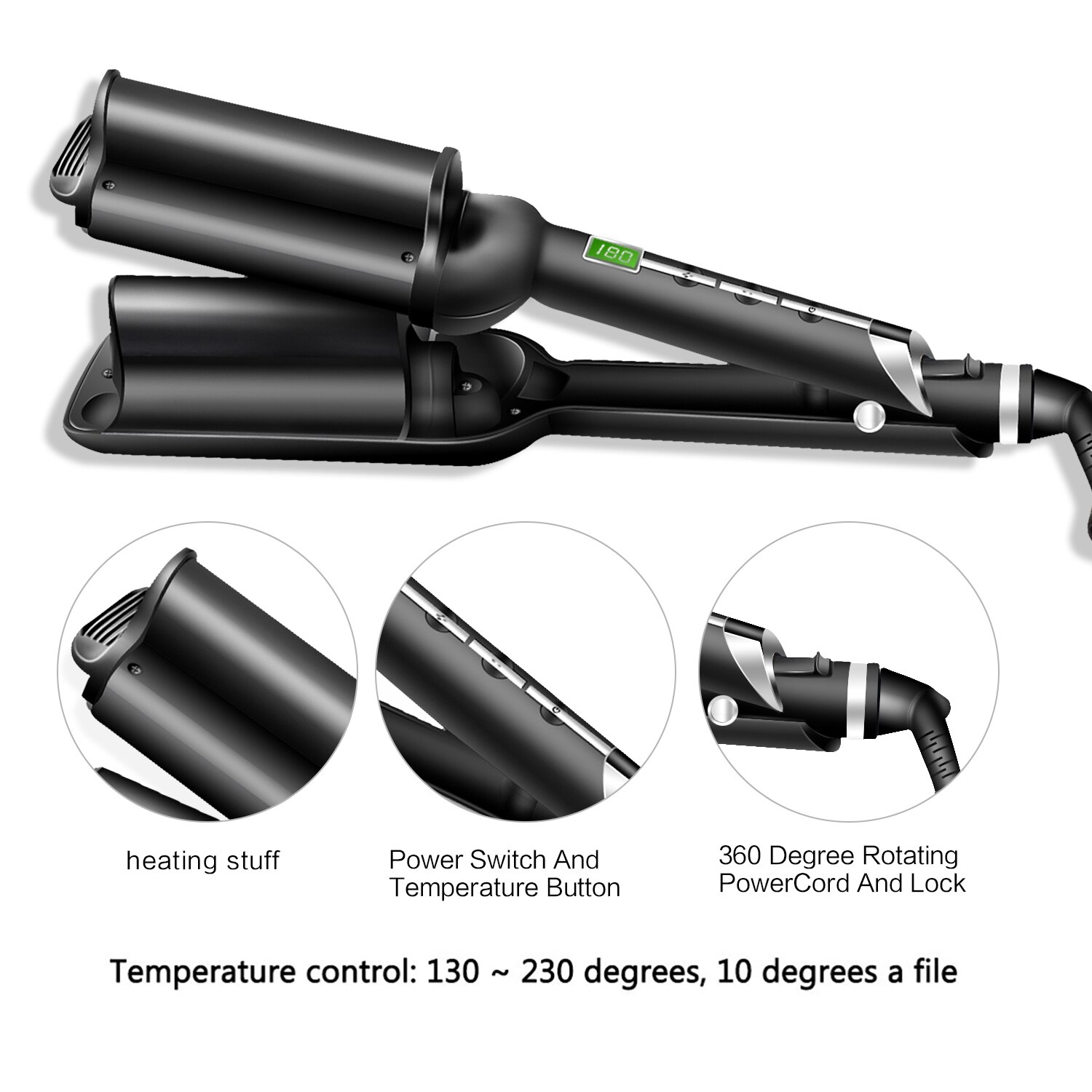 Curling Iron Three Tube Hair Curler Large Curlers Iron Big Wave Wand Ceramic Triple Barrel Curlers Corrugation For Hair