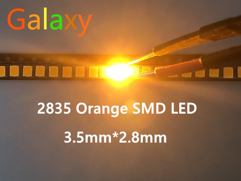 100 stk / smd led 2835 lampe perler fremhæver 0.2w orange rav lysdiode