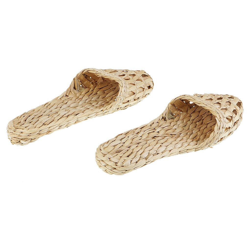 1 paar Handgemachte Stroh Rattan Gestrickte Hausschuhe Sommer Sandalen Flache Sandale Pantoffel Radom Schiff