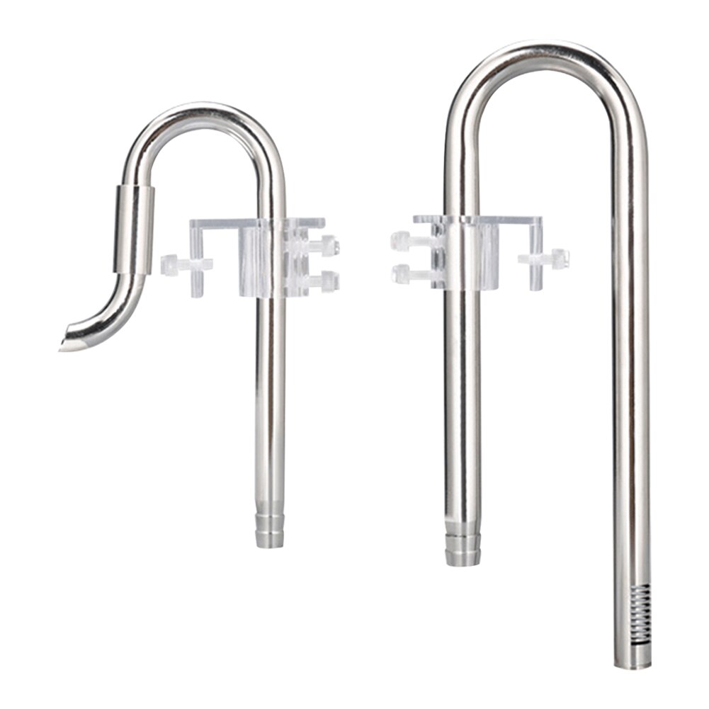 2pcs Inflow Outflow Stainless Steel Waterflow Adjustable Cleaning Tool Fish Tank Aquatic Lily Pipe Set Accessories