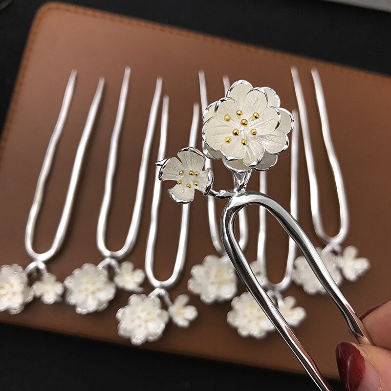 Bloemen Haar Accessoires Voor Vrouwen Bruiloft Haar Pinnen 925 Sterling Zilver Haar Stick Haarspeld Haar Sieraden Bruidsmeisje