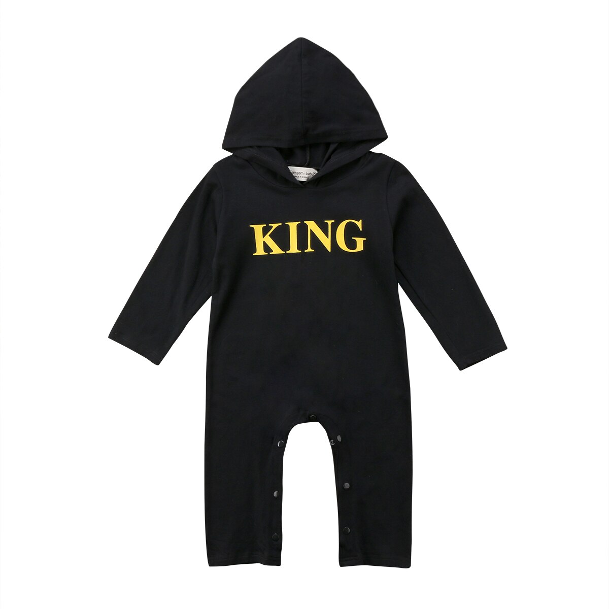 Fahion Boy Newborn Infant Baby Boy Kid King Short Sleeve Hooded Romper Jumpsuit Clothes Outfits 0-24M: Black Long Sleeve / 24M