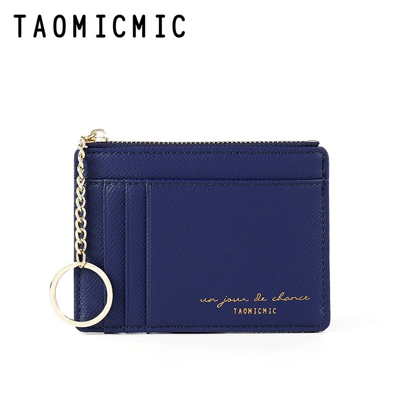 Women Wallets Zipper PU Leather Coin Purse Mini Key Chain Small Wallet Multi-card Bit Card Holder Card Holder: Blue