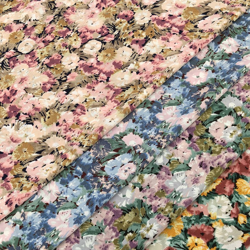 100x150cm Printed Chiffon Fabric for Dress By The Meter Breathable Soft Flower Print Chiffon Fabric Material for DIY Sewing