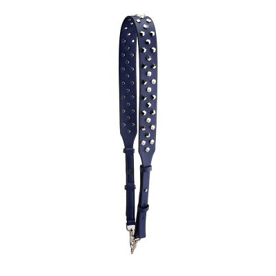 PU Rivet Wide Crossbody Bag Strap For Women PU Adjustable Long Handbag Belt Female Metal Replacement Shoulder Bag Strap: Dark Blue (Silver)