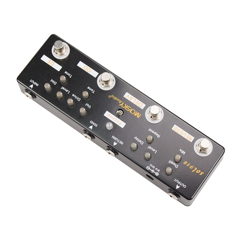 MOSKY Sol918 5-In-1 Guitar Multi-Effect Pedal Distortion Delay Reverb Overdrive Effect Pedal FX Loop Metal Shell True Bypass