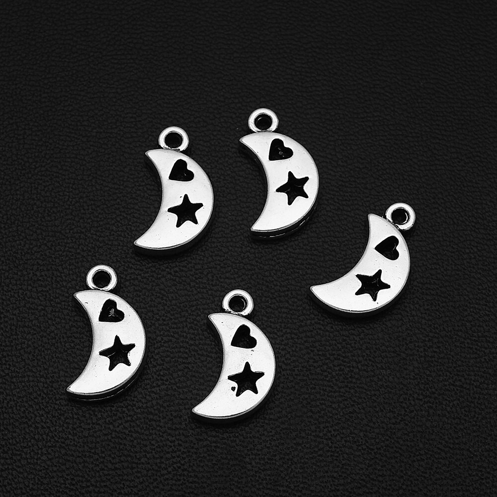 15 Stks/partijen 10X17Mm Antiek Zilver Plated Crescent Moon Charms Sterren Hart Hangers Voor Diy Creatie Sieraden Maken accessoires