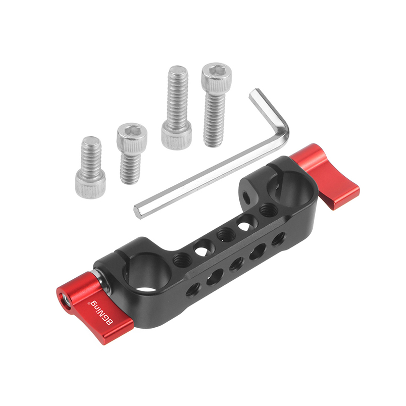 15mm Rail Dual Rod Clamp Mount 1/4 "-20 Draad Knop Schroef voor DSLR Camera Rig Kooi Grondplaat Lens Ondersteuning Fotografie Systeem Kit