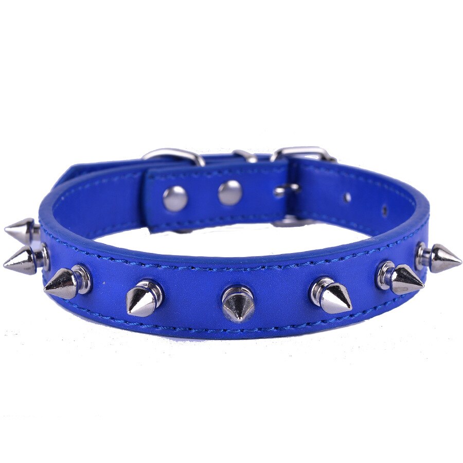 Punk spike pet collar PU leather studded dog leash rope leash pet supplies dog accessories dog collar pitbull german shepherd: Blue / 40x2.0cm
