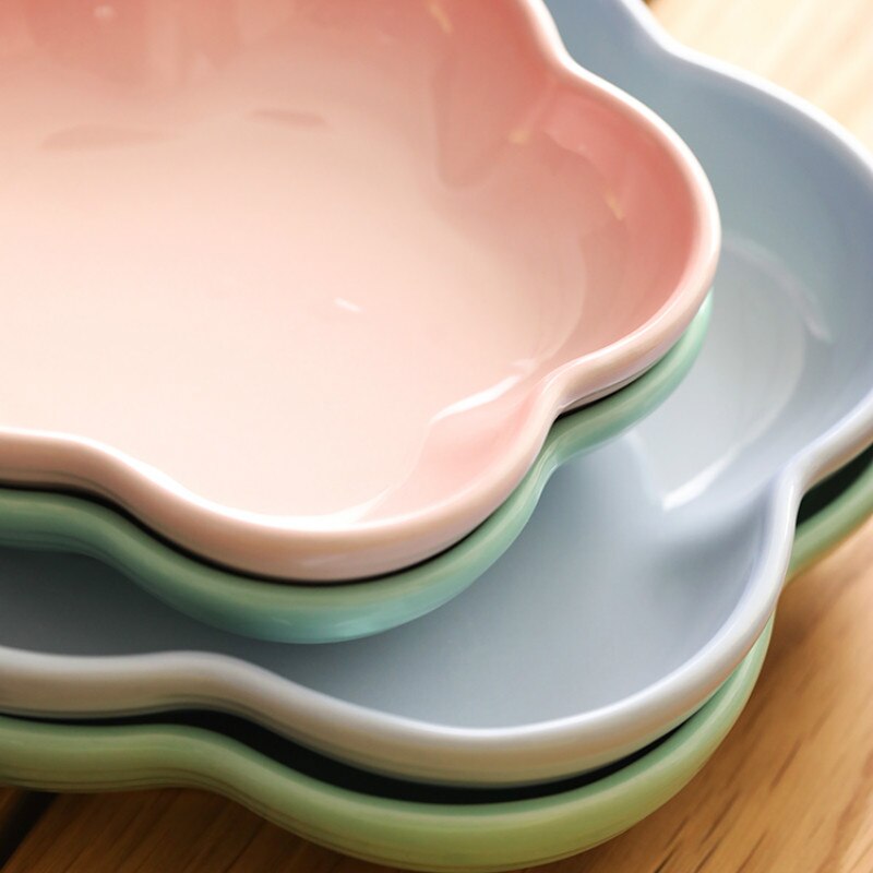 Céramique en forme de fleur profonde multicolore | Plat, soupe au riz, assiette à spaghetti, bol de collation aux fruits, assiettes à salade, fournitures de table pf9064