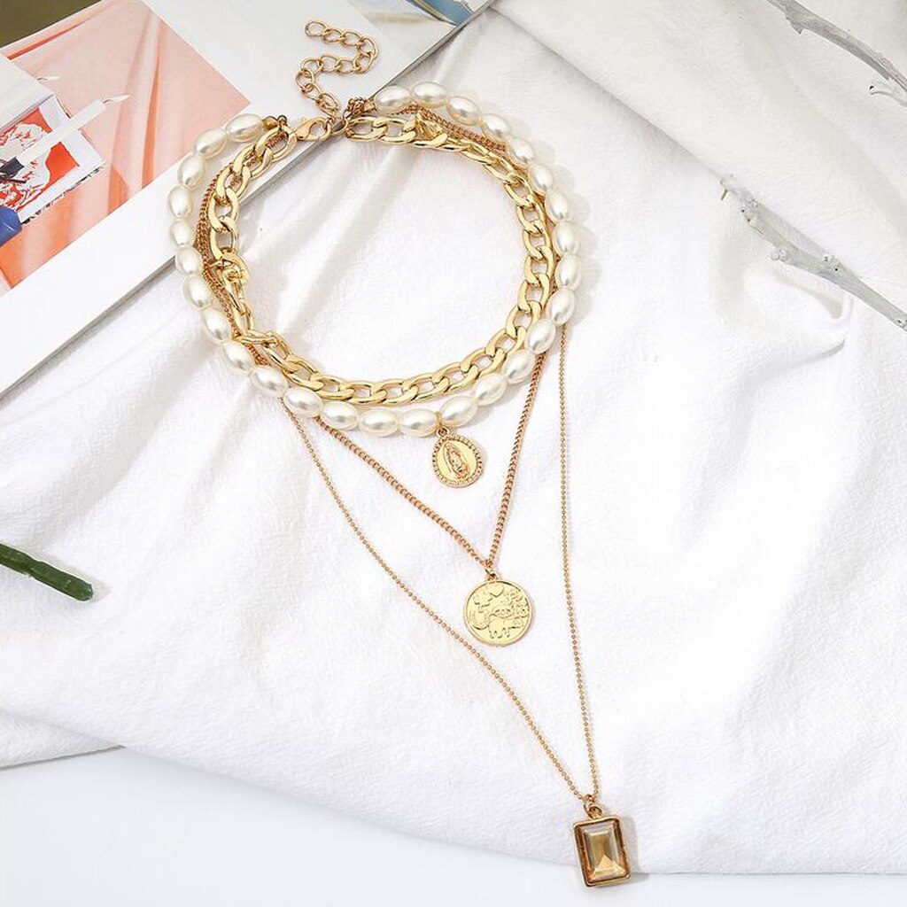 Mode Multi-Lagen Lange Trui Hanger Ketting Choker Ketting Voor Vrouwen