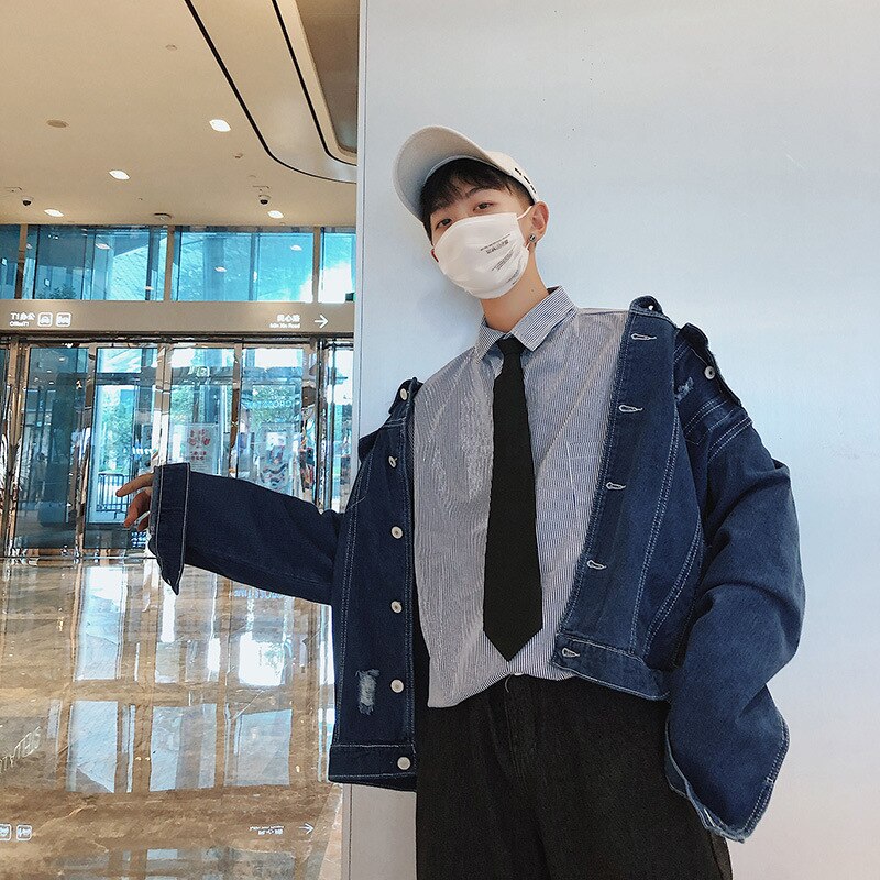 Casual Ripped denim jacket men's spring autumn Korean autumn handsome clothes casual men's jacket