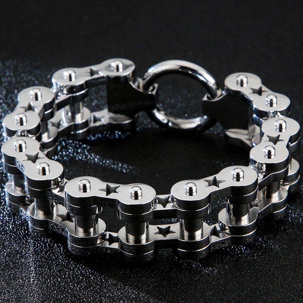 18 Mm Breed Mannen Motorfiets Ketting Armband Voor Mannen Zware Rvs Heren Armbanden Massive Biker Sieraden Mannelijke
