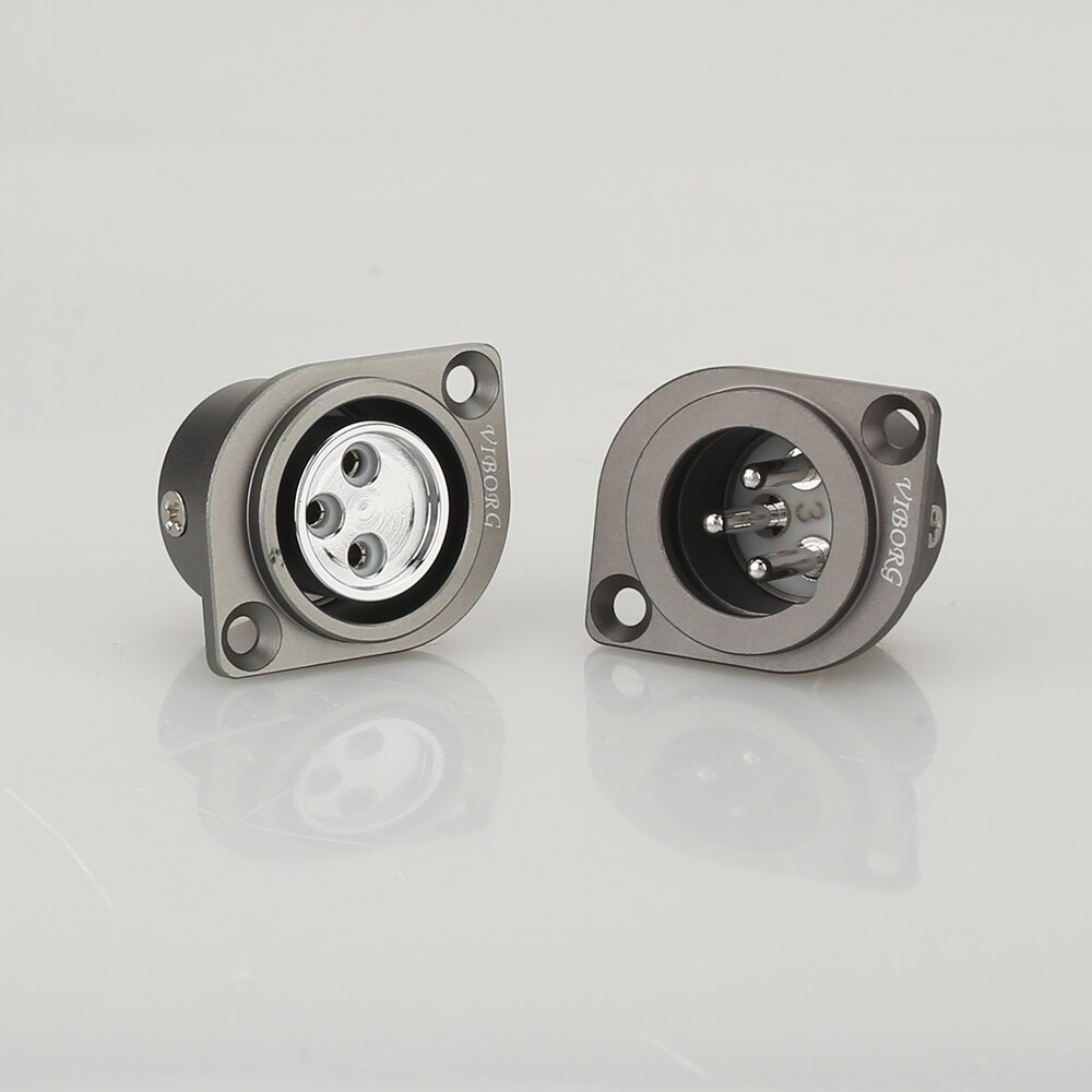 Viborg pure kobber rhodineret xlr 3 pin han hun socket panel mount chassis socket connector adapter ptfe isolator 1pc