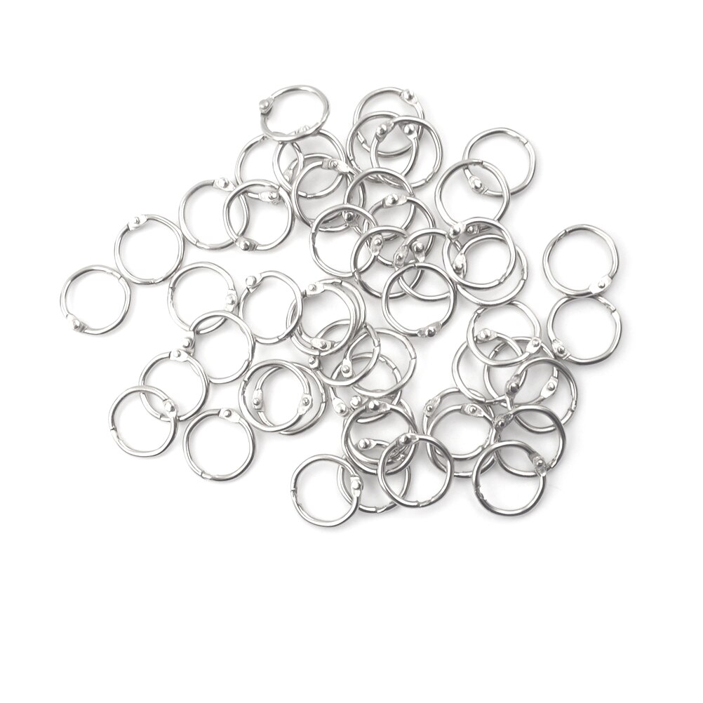 50Pcs/set Metal Loose Leaf Ring Staple Book Binder 20mm Outer Diameter Loose Leaf Ring Keychain Circlip Rings